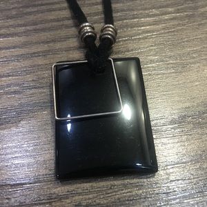 20” BLACK SUEDE w/ BLACK ONYX & SILVER SQUARE